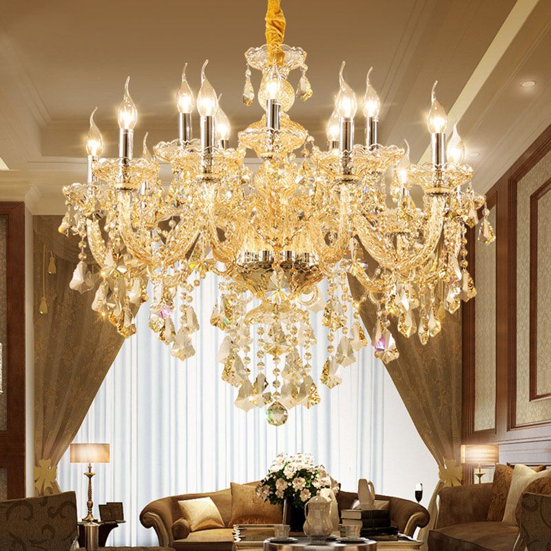 Gold Sputnik Pendant Light in Traditional Luxury Style Crystal Chandelier for Living Room