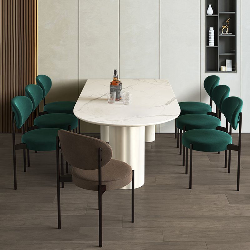 Simplicity Style Sintered Stone Dining Table 3 Legs Base 55" Wide Freeform Table for Home
