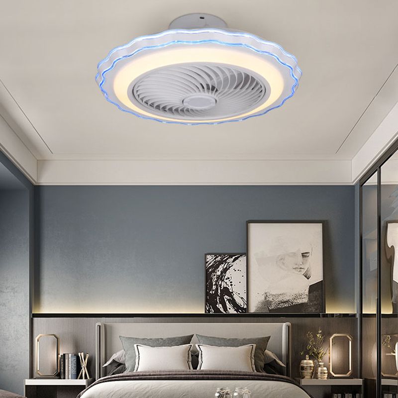 Children's Bedroom Fan Lamp Minimalist LED Semi Flush Mount Ceiling Light