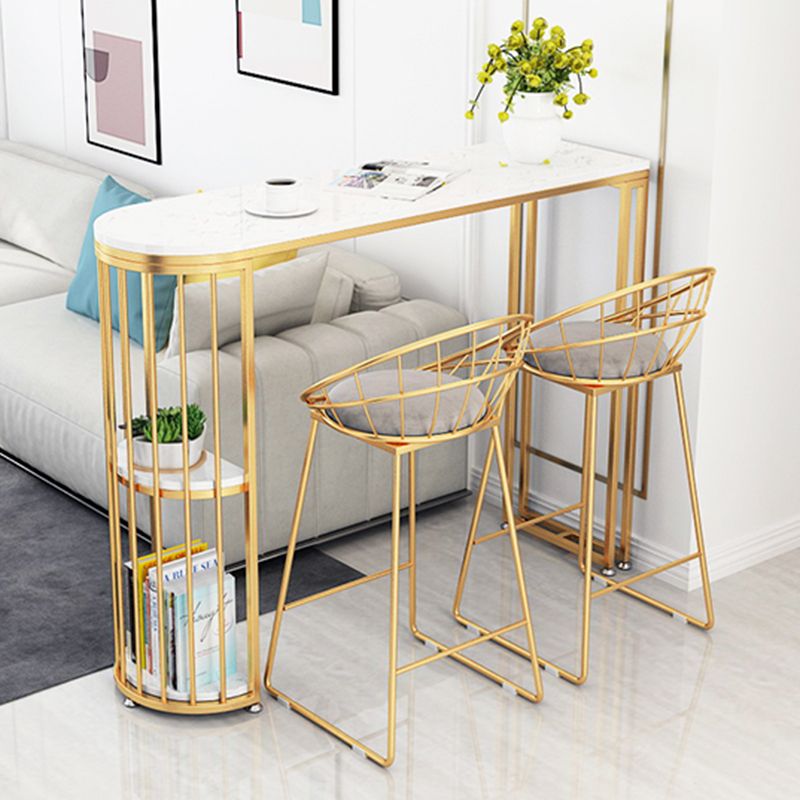 Glam Rectangle Stone Counter Table 1/3 Pieces Bar Table Set for Living Room