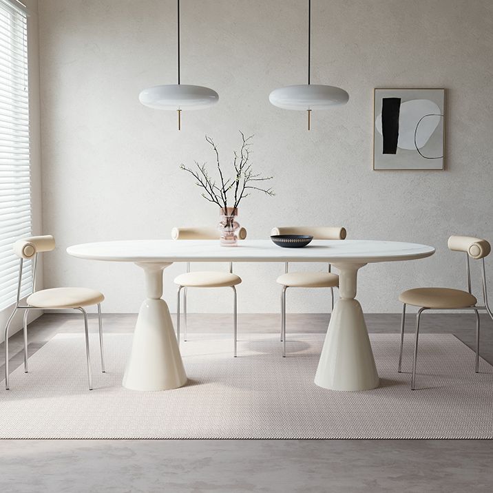 Oval 1/2/4/5/6/7 Piece Table and Chair Set White Dining Table Sets