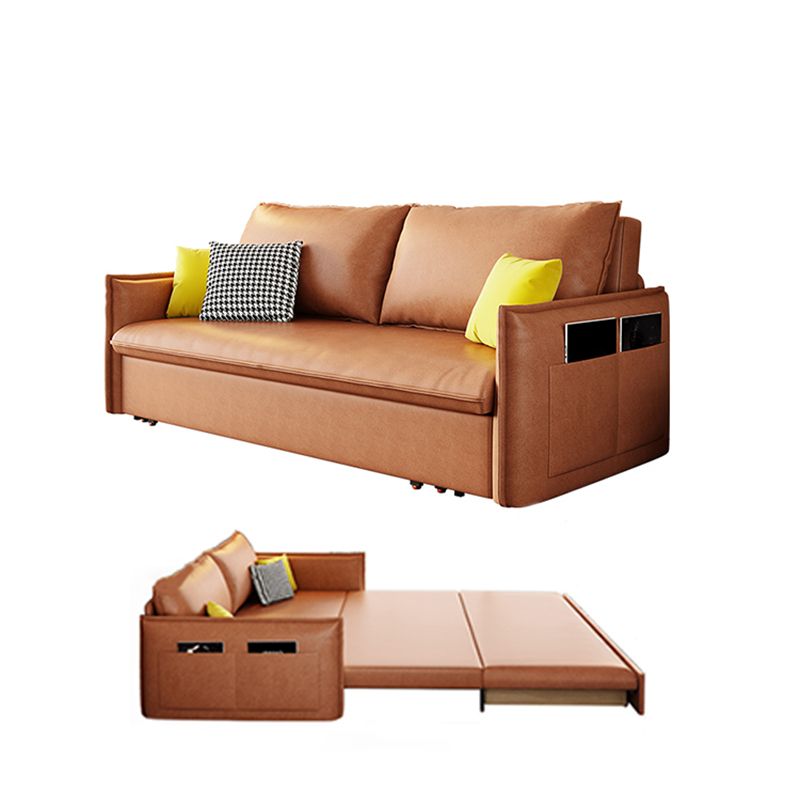 31" Wide Scandinavian Sleeper Sofa Futon Orange Foldable Sleeper Sofa