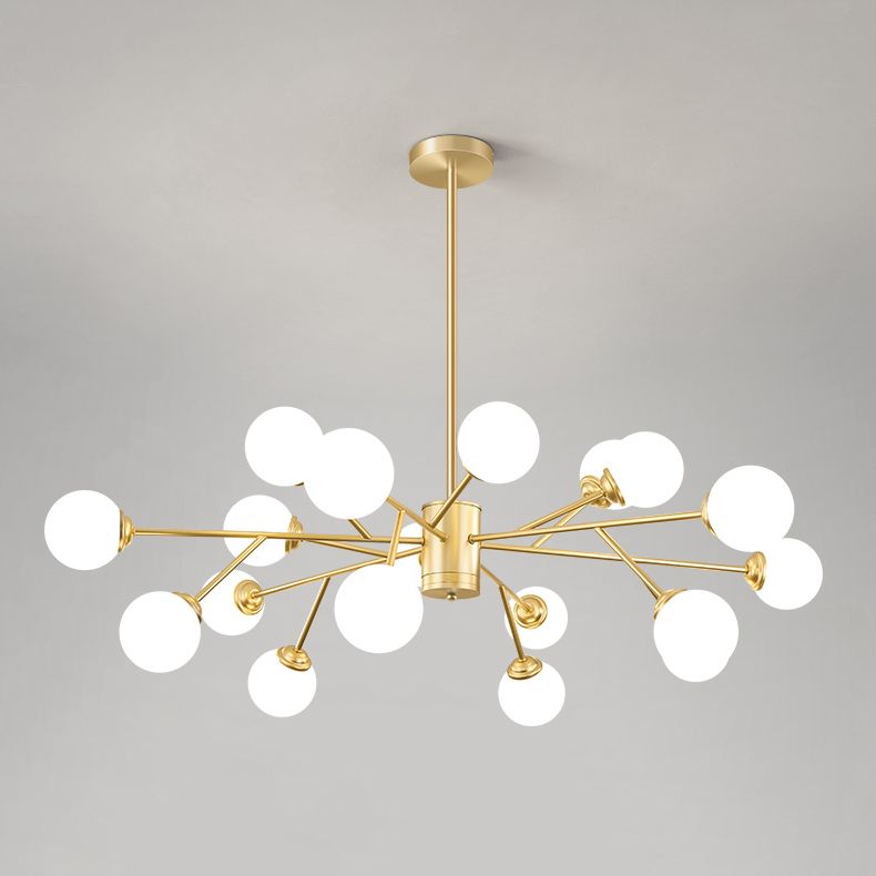 Gold Simplicity Chandelier Light Globe Glass Shade Pendant Lamp for Living Room