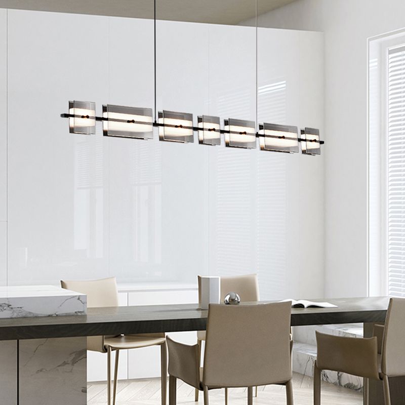 LED Island Light Multi Lights Island Hanging Light with Glass Shade for Dining Room