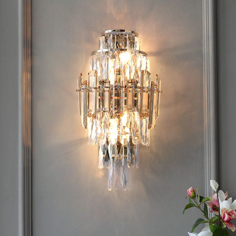 Crystal Geometric Shape Wall Sconces Modern Multi Lights Wall Mount Light Fixture in Gold