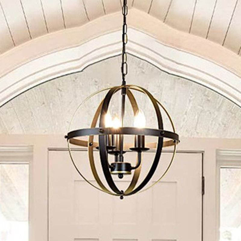 Industrial Hanging Pendant Metal Cage Frame Room Indoor Light for Living Room