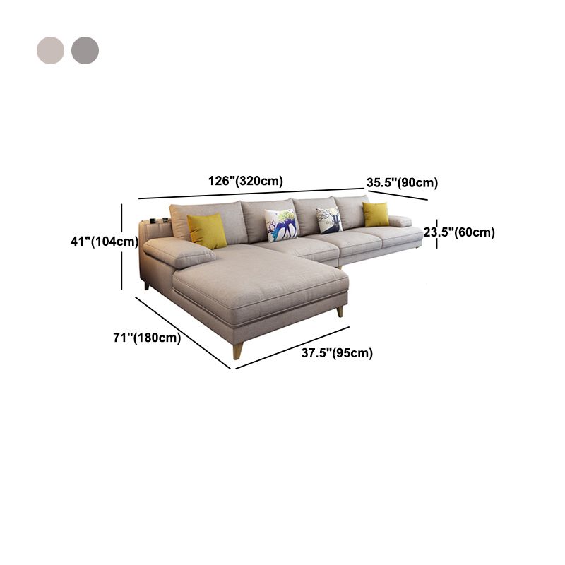 Linen Slipcovered Sectional Flared Arm Sectional with Storage
