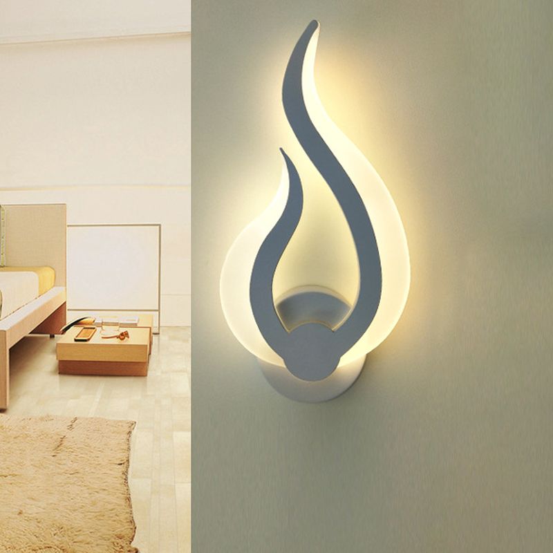 Flame Shaped Bedroom Wall Sconce Lighting Acrylic LED Nordic Wall Mount Light in Warm/White Light