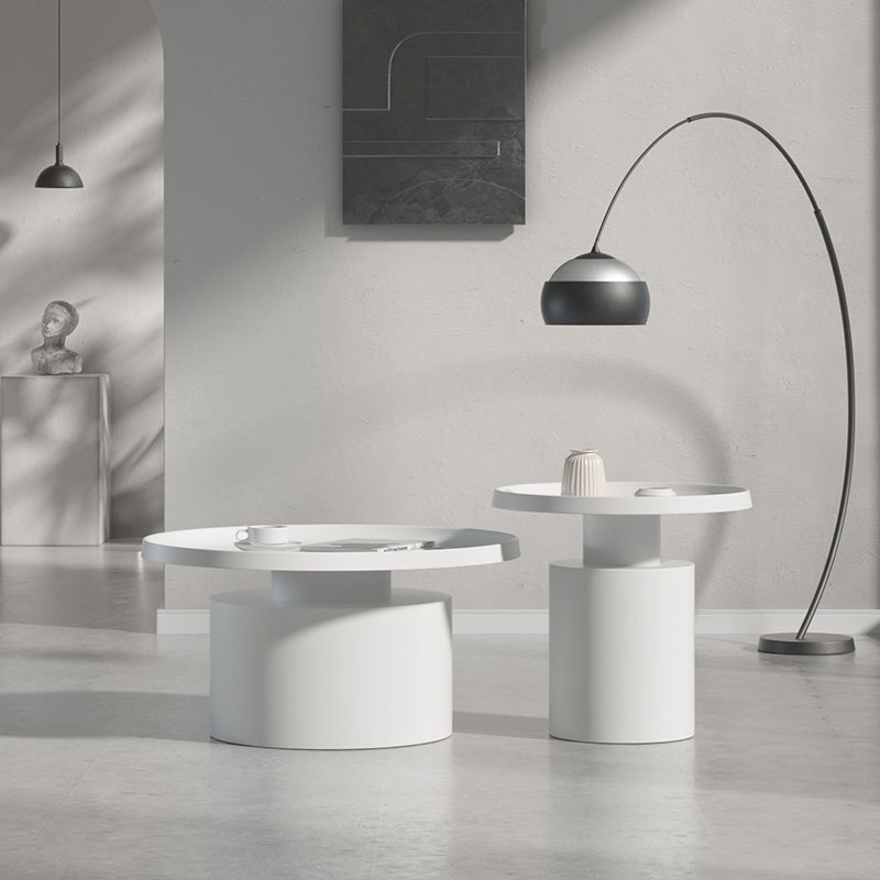 Round Metal Coffee Table black/White finish Cocktail Table - 19.7''/29.5''