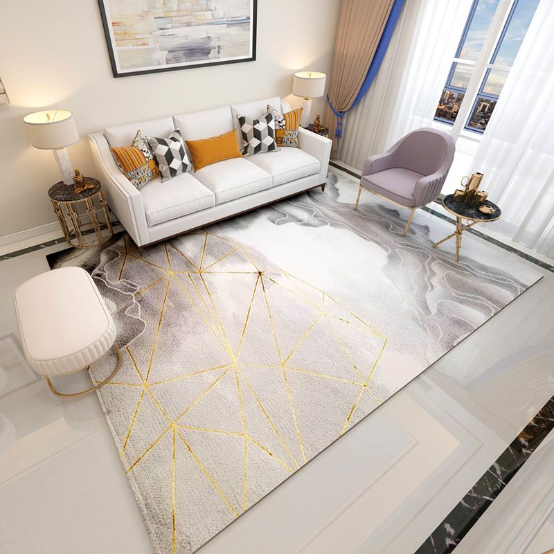 Fancy Modern Area Carpet Abstract Pattern Polyester Area Rug Stain Resistant Rug for Hime Decor