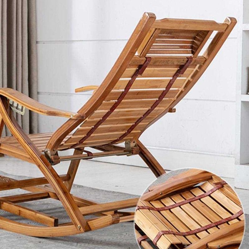 Brown Modern Rocker Chair Wood Reclining Rocking Chair with Tufted