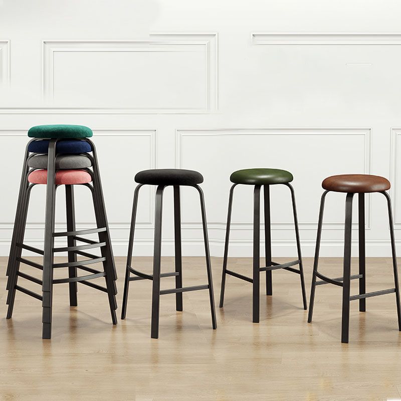 Modern Stackable Footrest Barstool Matte Finish Upholstered Home Stool