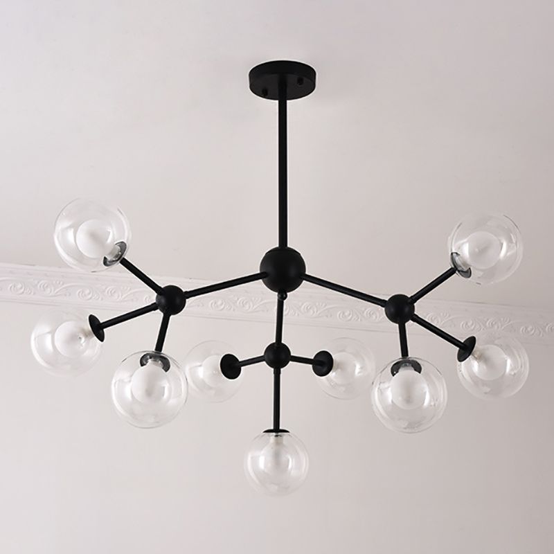 Lampade del lampadario in metallo nero moderno lampade a sospensione a sospensione multipla per soggiorno