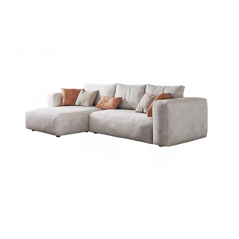Square Armrest Belt Pillow Back Sofa Bed White Cloth Art Sofa