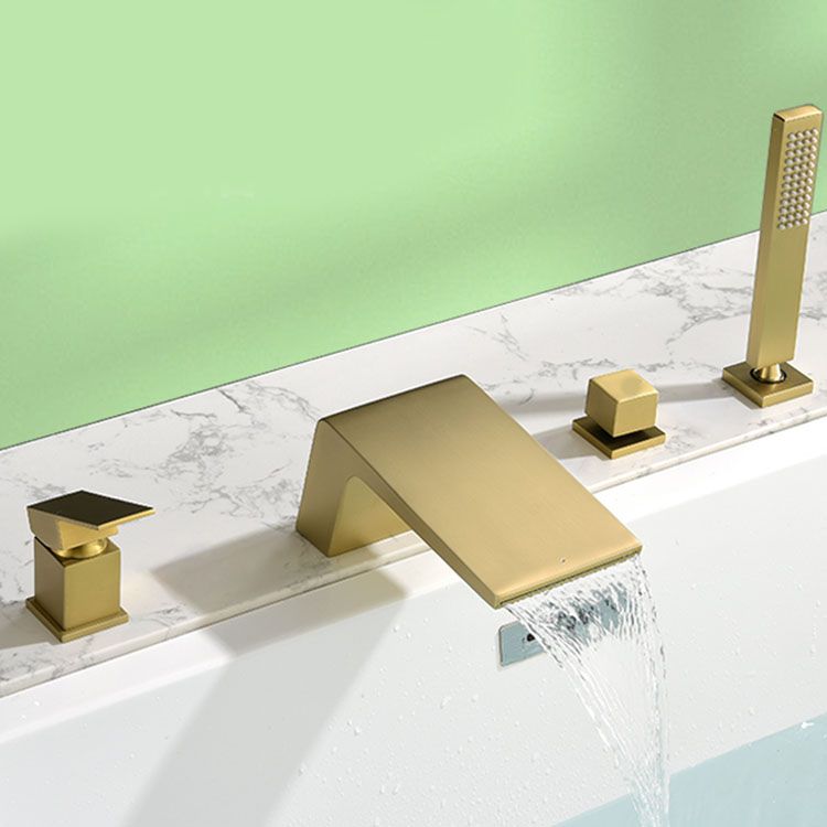 Brass Roman Bathtub Faucet Waterfall Spout Tub Faucet with Hand Shower