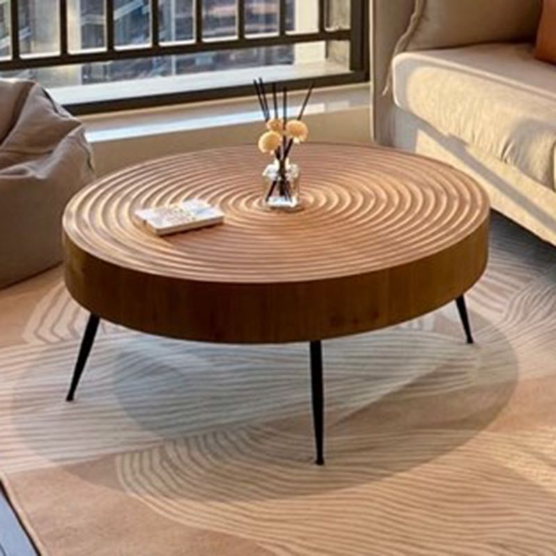 Scandinavian 3 Legs Coffee Table Round Wooden Cocktail Table for Living Room