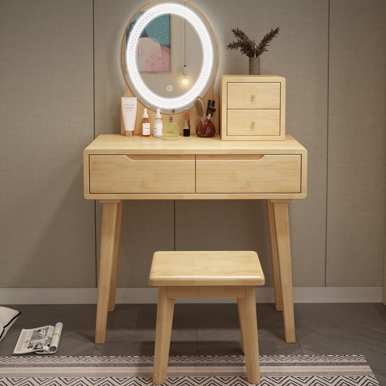 Scandinavian Wooden Make-up Vanity With Drawer in Brown for Bedroom