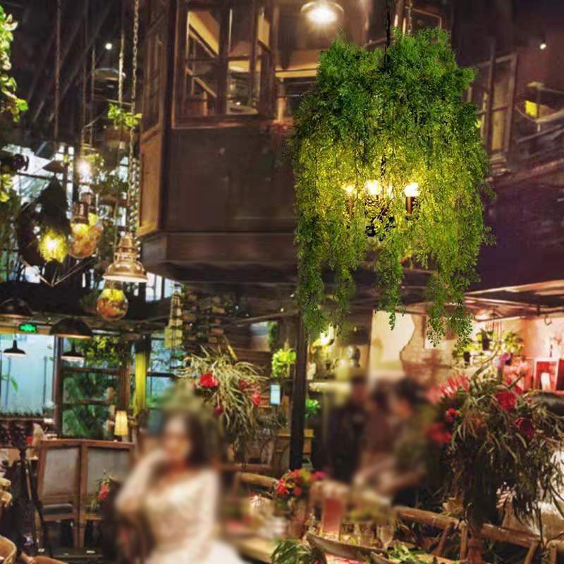 4 lampadine sospensione a gabbia Luce retrò vegetale metallico lampadario per il ristorante