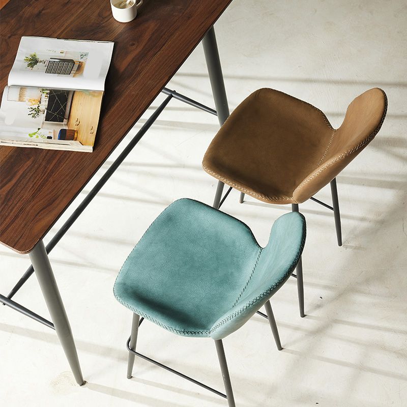 Contemporary PU Leather Bar Stool Low Back Upholstered Bar Stool