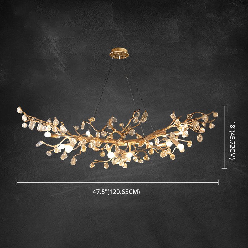 Flor de cristal de latón Estilo contemporáneo colgante de colgantes de luz lineal colgantes