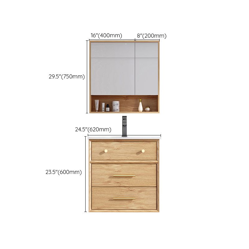 Freestanding Drawers Bath Vanity Wood Rectangle Single Sink Mirror Bathroom Vanity