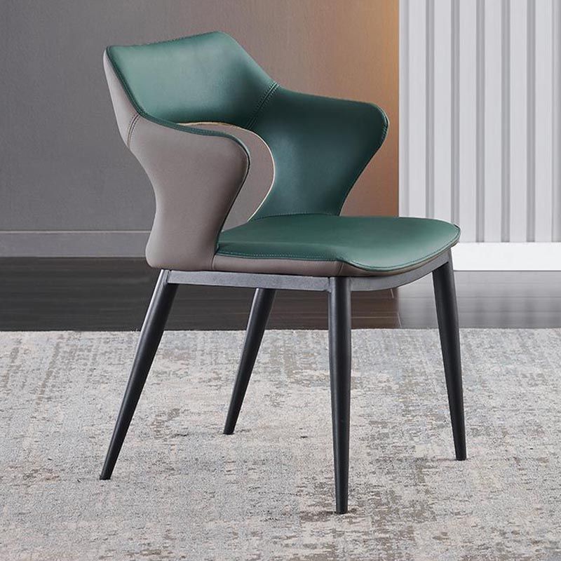 Metal Contemporary Dining Room Chair Metallic Finish Open Back Dining Side Chair