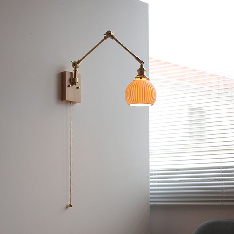 Swing Arm Wall Lamp Modern Ceramic Sconce Lighting for Bedroom