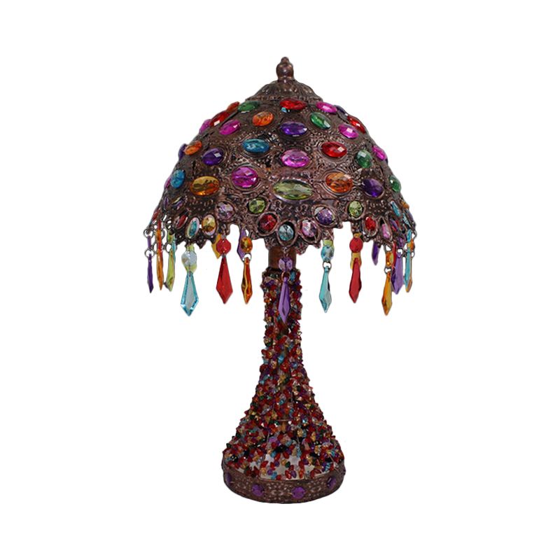 Handgeweven geschulpte nachtkastje lamp Boheemse acryl 1-licht koperen nachtstandlicht licht met druppel franje