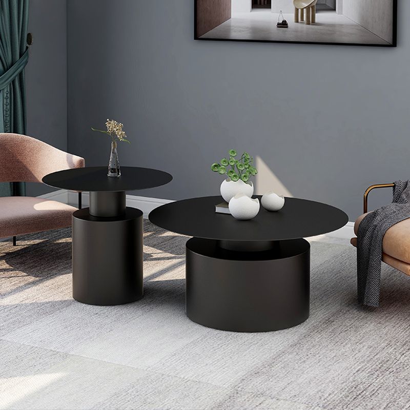 Modernism Black/White Pedestal 1 Coffee Table Round Metal Table