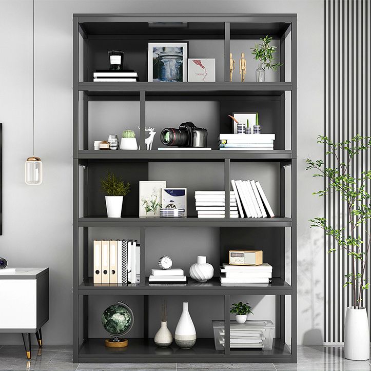 Vertical Metal Frame Etagere Bookshelf Manufactured Wood Shelf Bookcase for Living Room