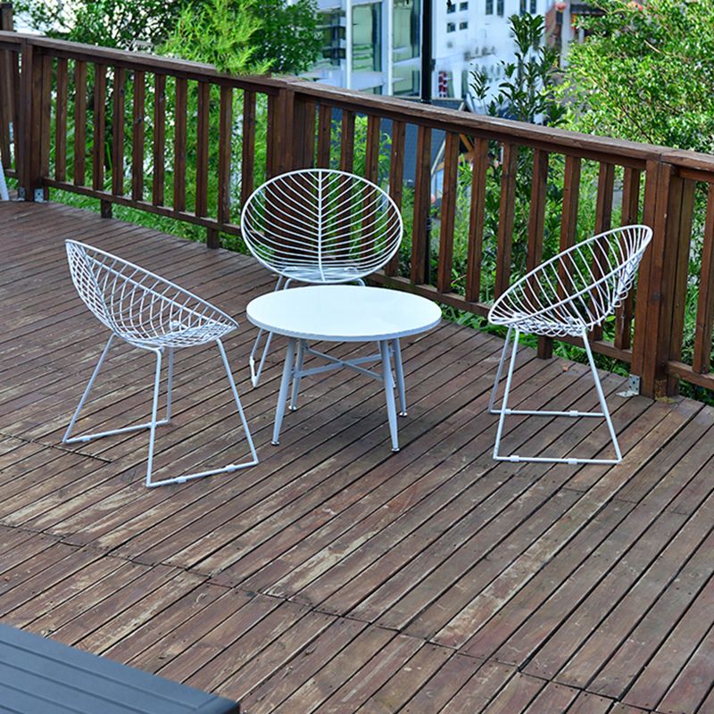 Contemporary Metal Dining Armchair Open Back Patio Dining Armchair