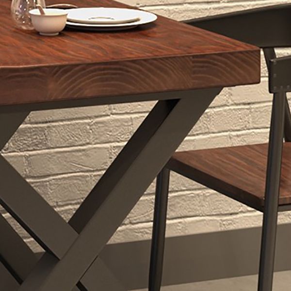 Industrial Pine Wood Table for Restaurant Square Dining Table with Trestle Base