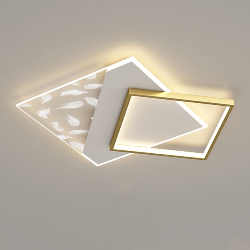 2 Light Square Ceiling Lamp Modern Style Metal Ceiling Lighting for Living Room