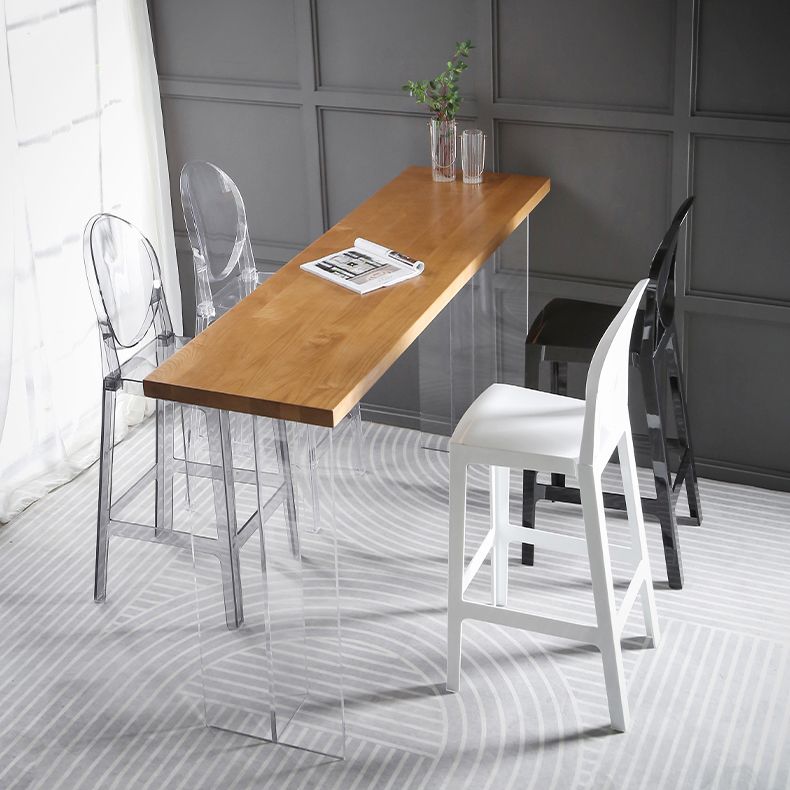 1/2/3/5Pieces Modern Rectangle Pub Table Set Wooden Counter Table with Acrylic Stools