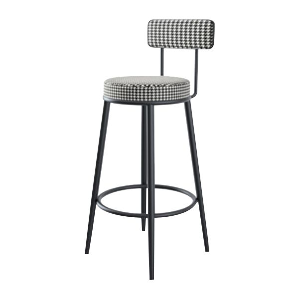 Modern Armless Backrest Counter Stool Iron Kitchen Bar Stool with Velvet Cushion