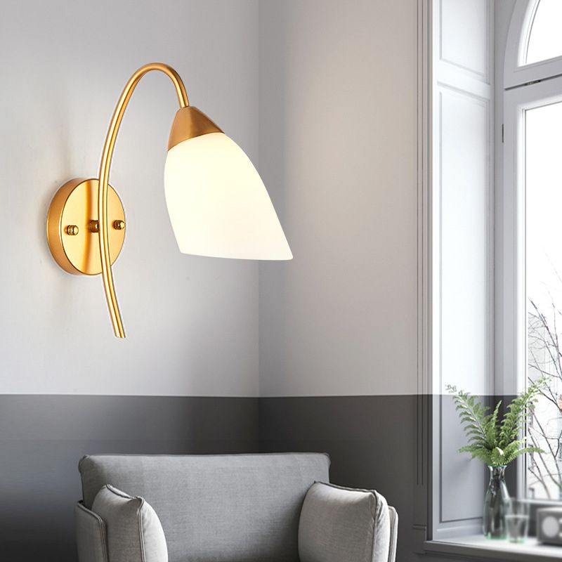 Metal Modern Wall Sconce Geometric Shape Vanity Light with Glass Shade for Bathroom