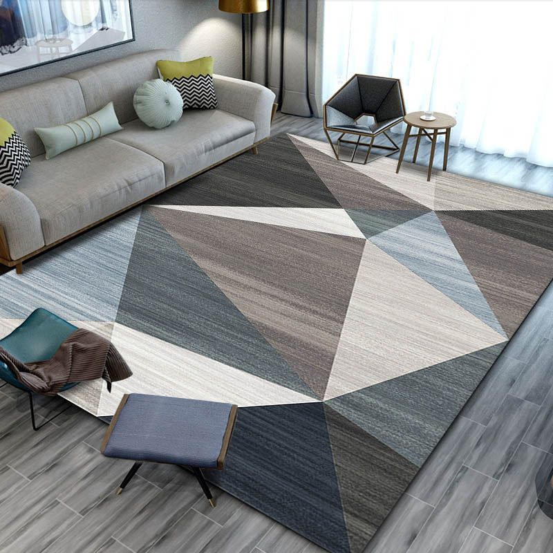 Apricot Simple Rug Polyester Geometric Rug Non-Slip Backing Rug for Living Room