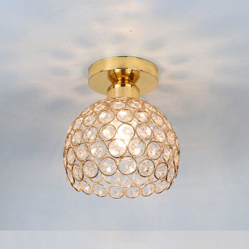 Lámpara de techo redonda de cristal, lámpara de montaje en techo de estilo moderno en oro