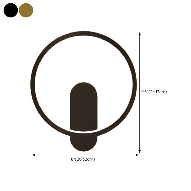 Circular Wall Light Fixture Modern Metal 1 Light for Bedroom