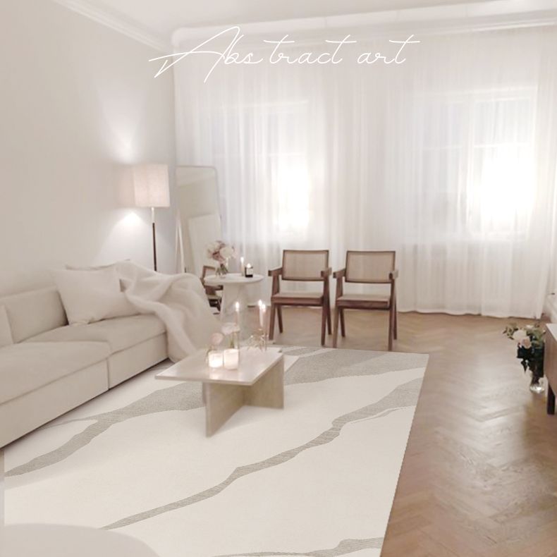 Apricot Tone Nordic Area Carpet Polyester Abstract Print Indoor Rug Easy Care Carpet for Living Room