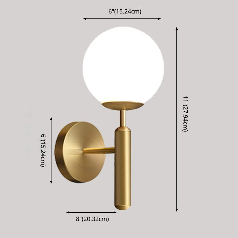 Ball Shaped Wall Sconce Lighting Minimalist Style Glass Wall Mount Light Fixture