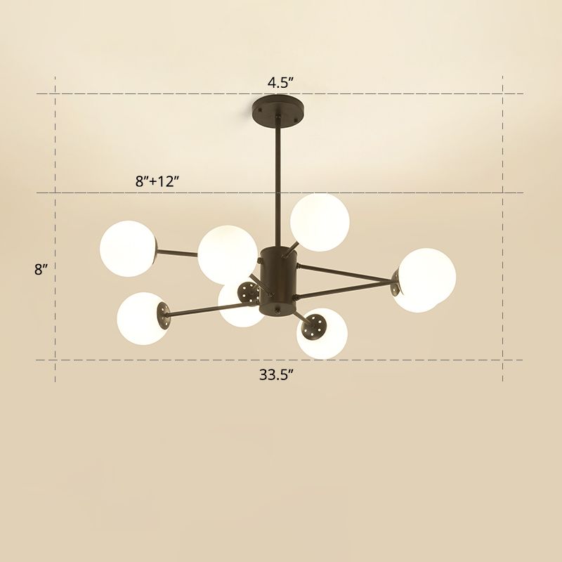 Opal Glass Radial Chandelier Postmodern Style Pendant Light Fixture for Living Room