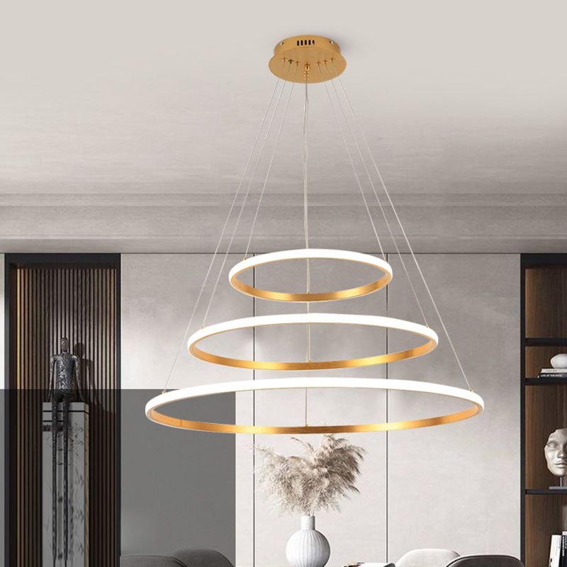 3-Tier Minimalism Chandelier Lighting Fixtures Metal LED Hanging Chandelier