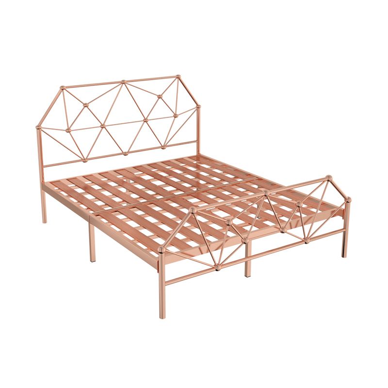 Glam Metallic Standard Bed, Open-Frame Headboard Bed Frame with Footboard