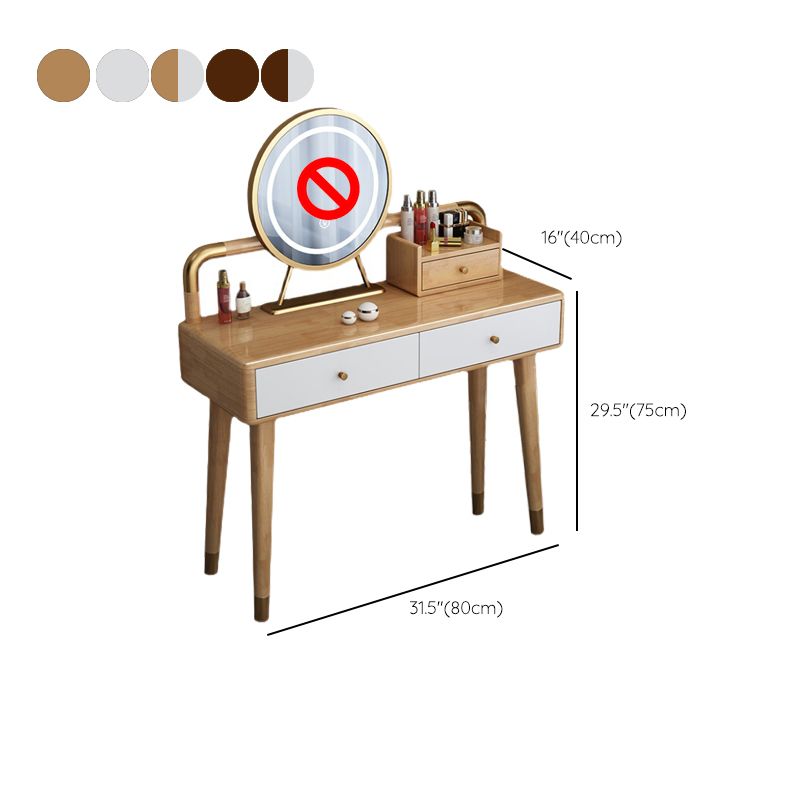 Scandinavian Rubber Wood Vanity Table with Drawers Dressing Table