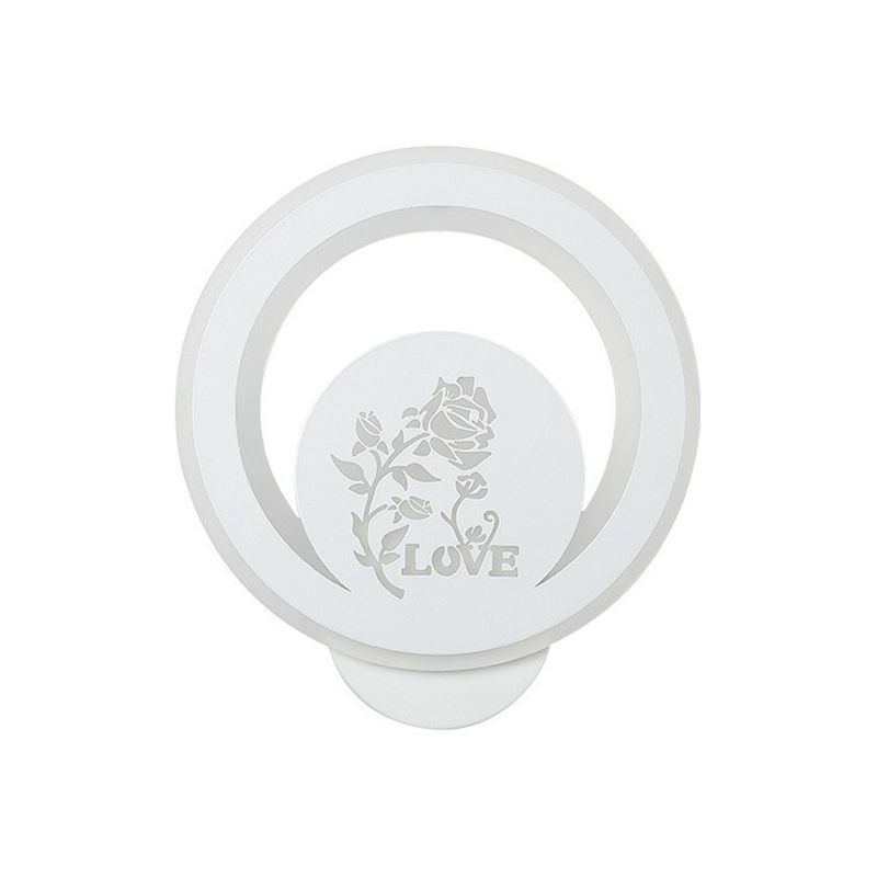 Modern Circular Shaped Sconce Lighting Acrylic Living Room LED Wall Light Fixture in White