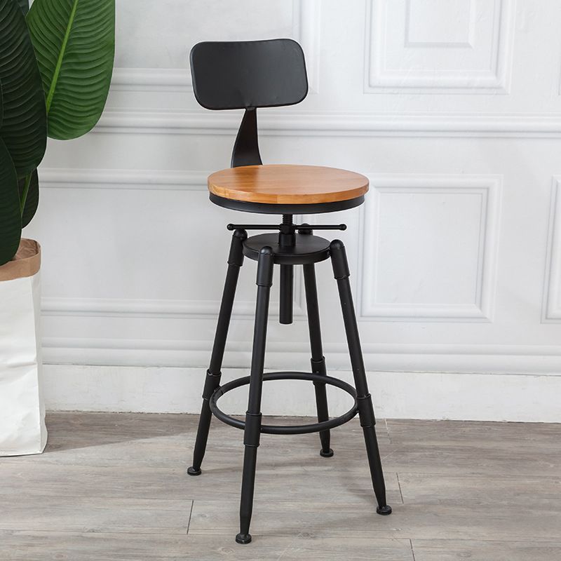 Industrial Armless Elevatable Counter Stool Iron Bar Stool with Pedal for Cafe