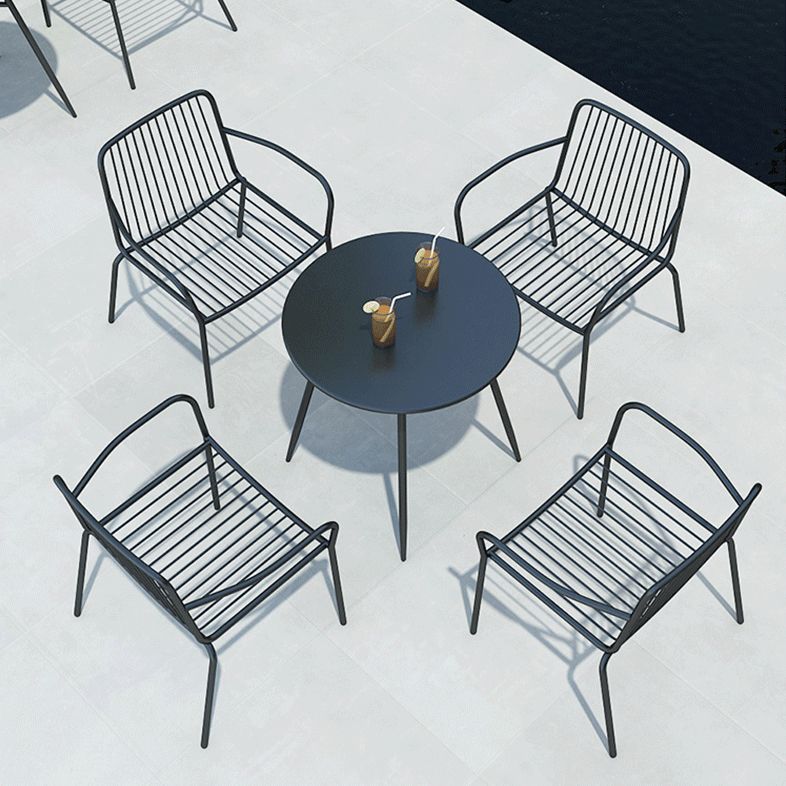 Modern Metallic Finish Bistro Table Set 1/2/3 Pcs Metal Bistro Set