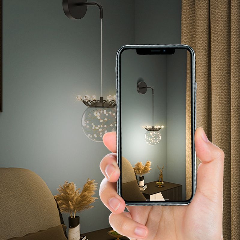 Ball Shape Glass Wall Light Modern Style Multi Lights Wall Mount Light