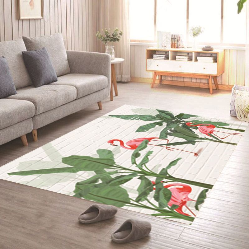 Élégant écarte de tapis vert Plant Plante Polyester Area Tapis Anti-Slip Tapis de soins faciles pour la décoration intérieure